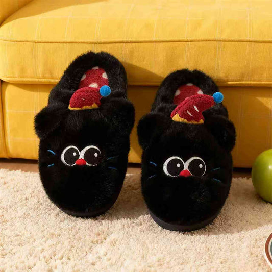 🐾 Kawaii Party Cat Plush Slippers - 2 Colors, Cozy Indoor Shoes for Women & Men