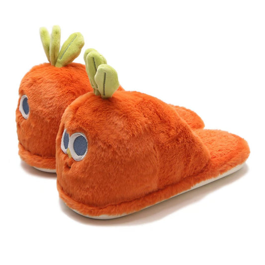 🥕 Kawaii Carrot Plush Slippers - Cute Cartoon Indoor Shoes for Women & Men