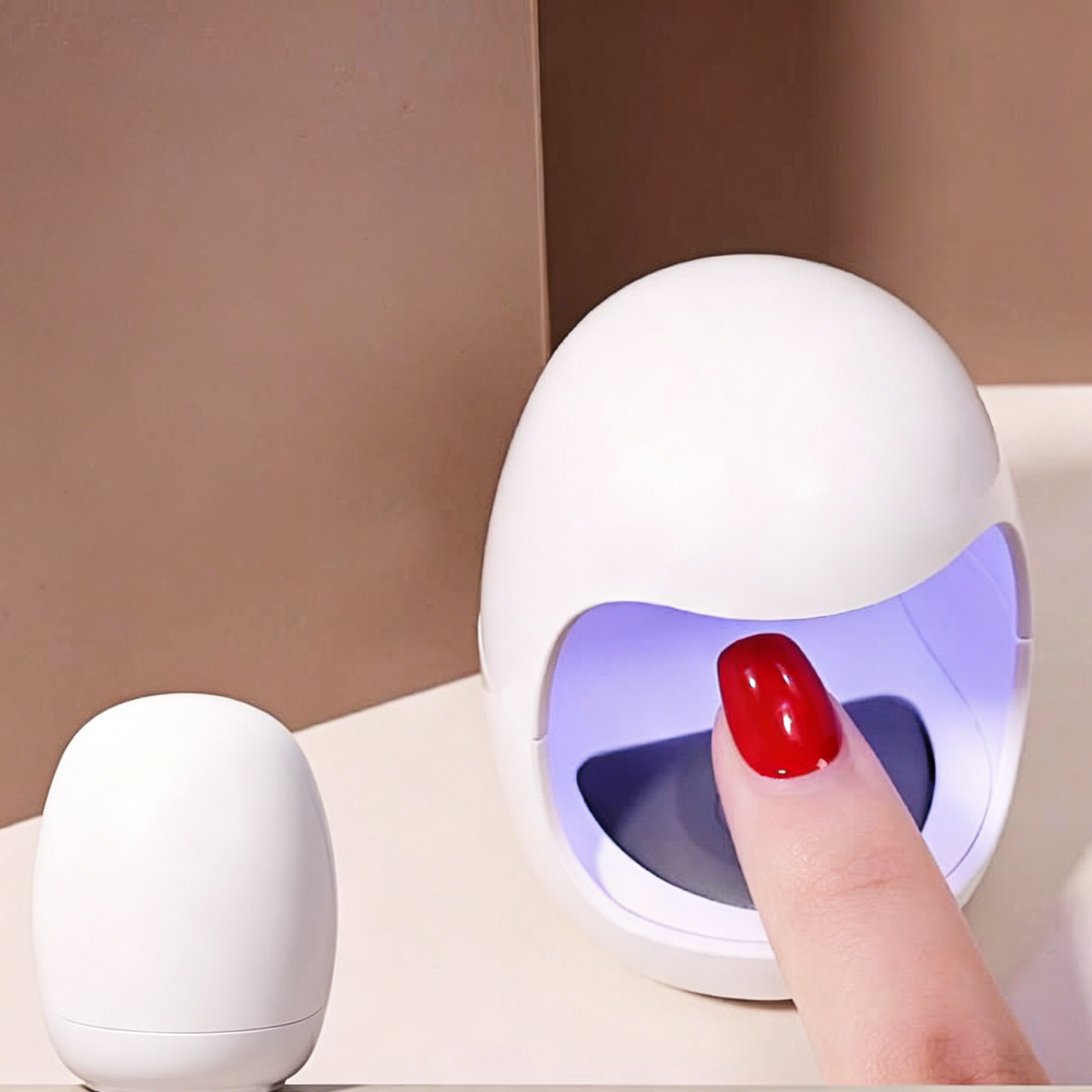 Mini Eggshell UV LED Nail Lamp [Plug-in], Wired Gel Curing Light with Free Solid Gel Polish, Fast Drying Manicure Dryer for Home & Salon